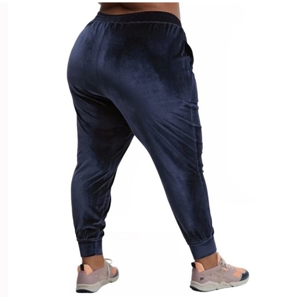 Fabletics Plus Size Athletic Luxe Velour jogger pants Navy Blue pockets Size 2X - Picture 2 of 16